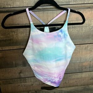 Old Navy Blue/Pink Tie-Dye Powersoft Crop tank/Sports Bea, Size M